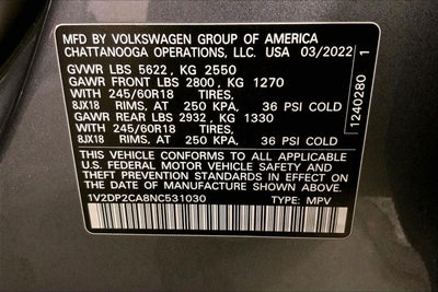 2022 Volkswagen Atlas 2.0T SE