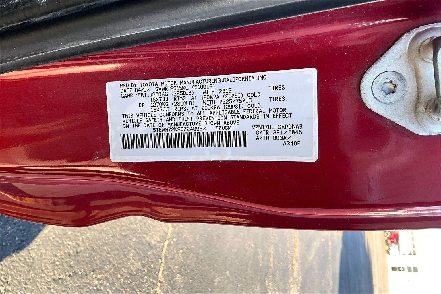 2003 Toyota Tacoma ACC CAB 4WD V6 AT