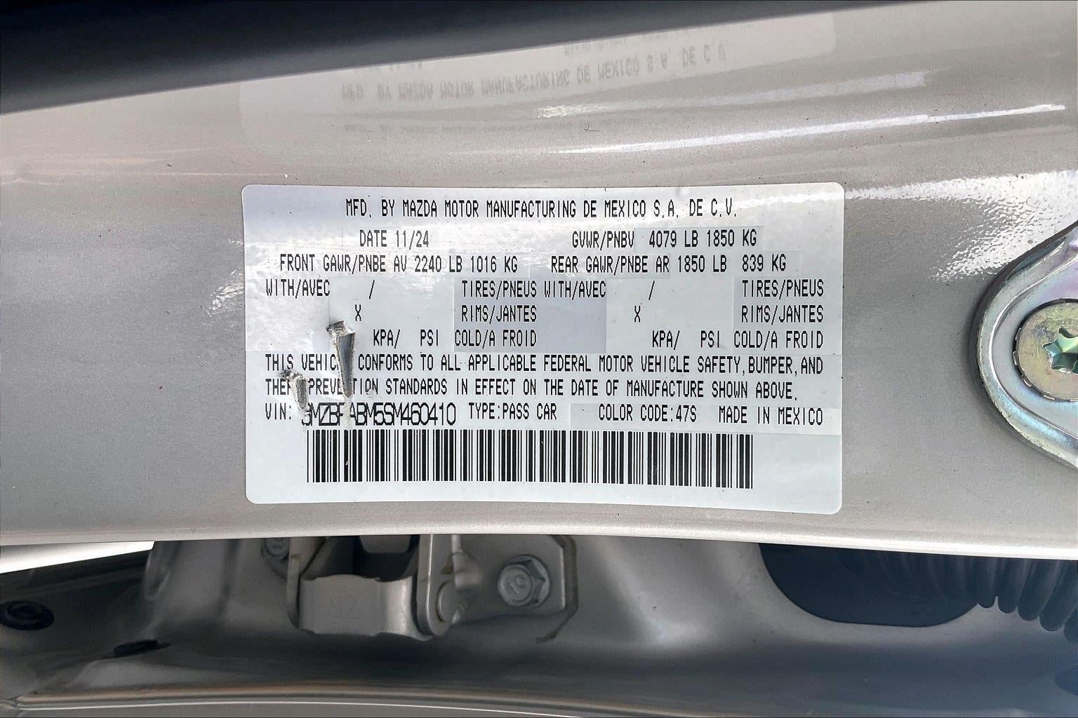 2025 Mazda Mazda3 Sedan 2.5 S Select Sport