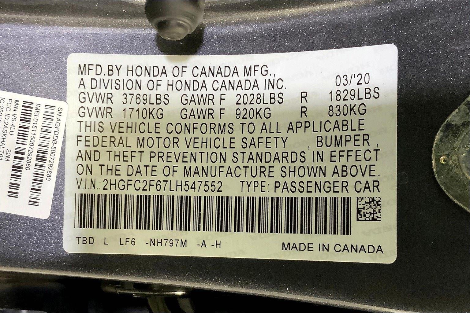 2020 Honda Civic Sedan LX