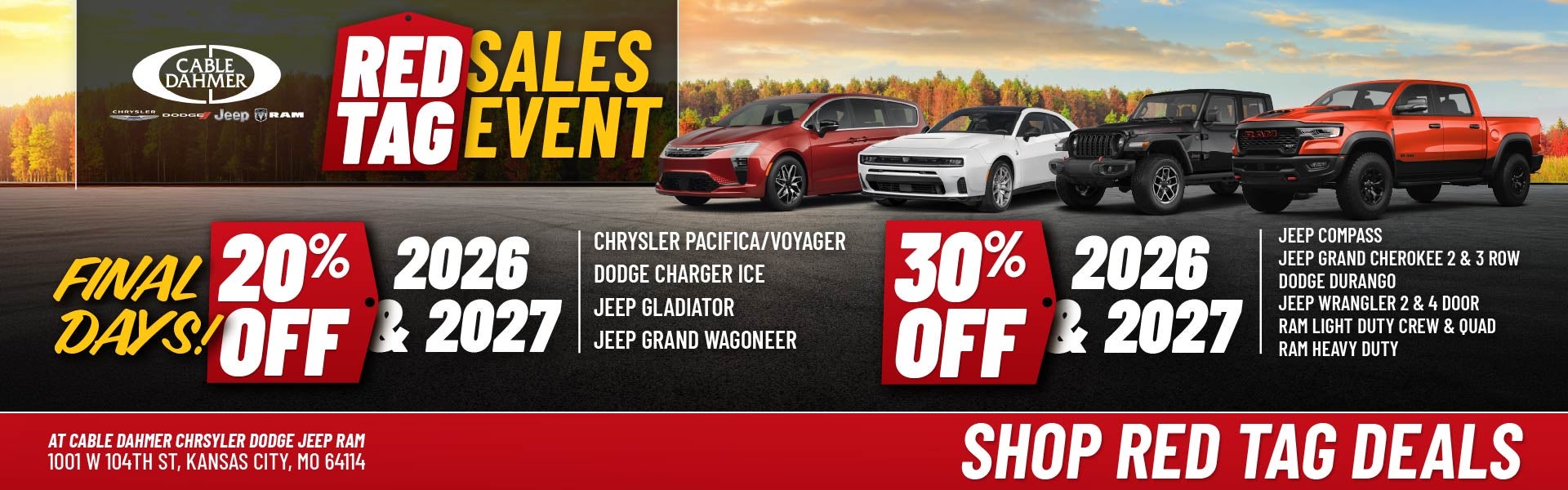 20% Off 2026 and 2027 Chrysler Pacifica/Voyager, Dodge Charg