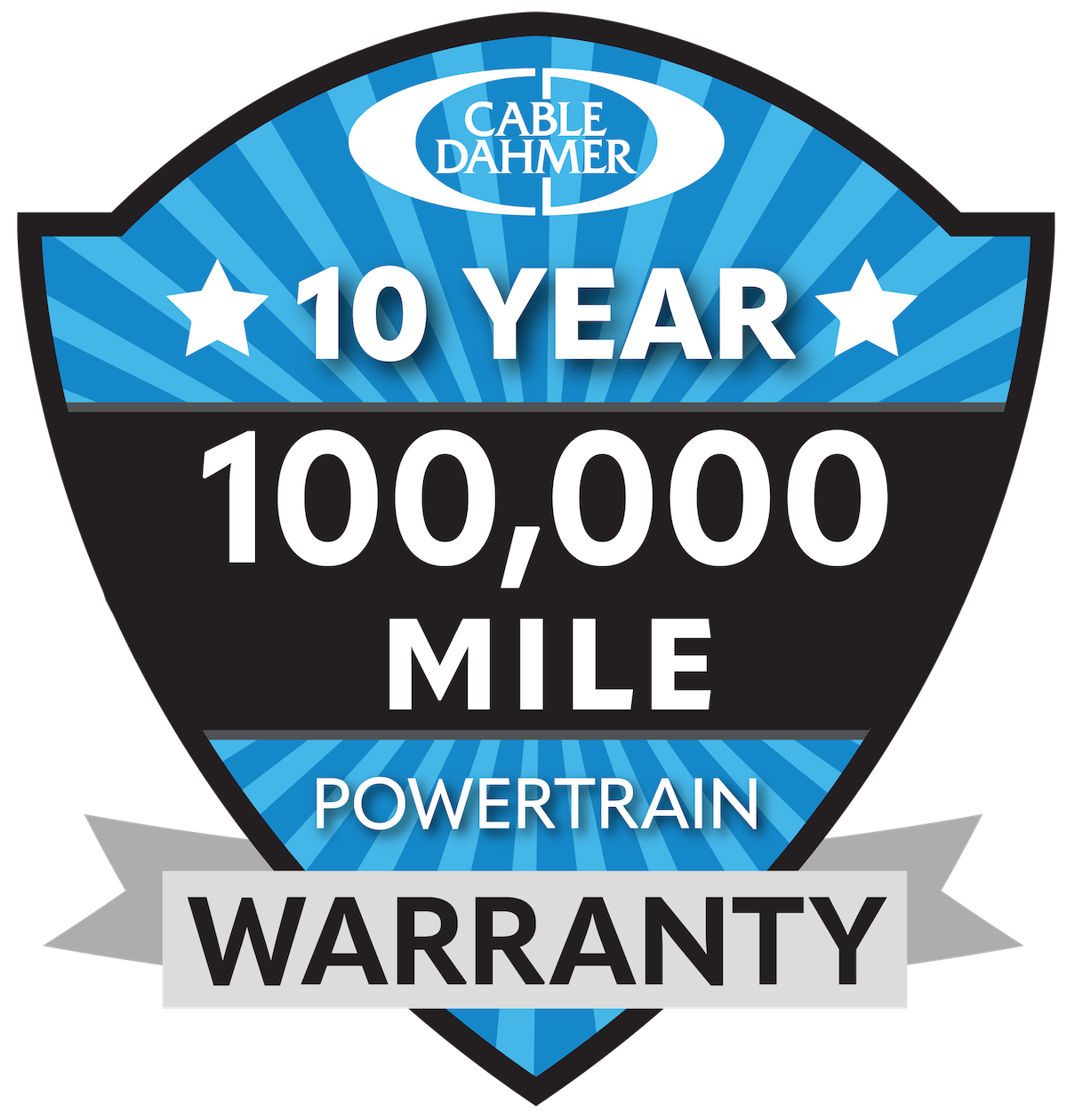 Cable Dahmer CDJR 10 year 100,000 mile powertrain warranty graphic